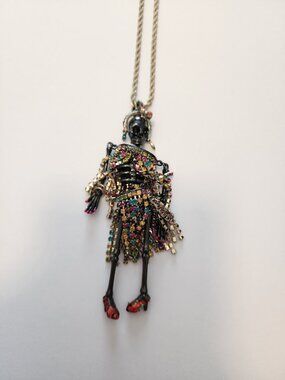Betsey Johnson Skeleton Pendant Long Necklace